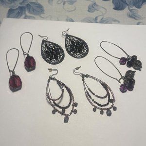 Lot Of 4 Women’s Costume Earrings Pierced Dangle Drop - Bead / Rhinestone Mix